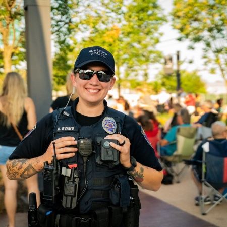 Officer at community event