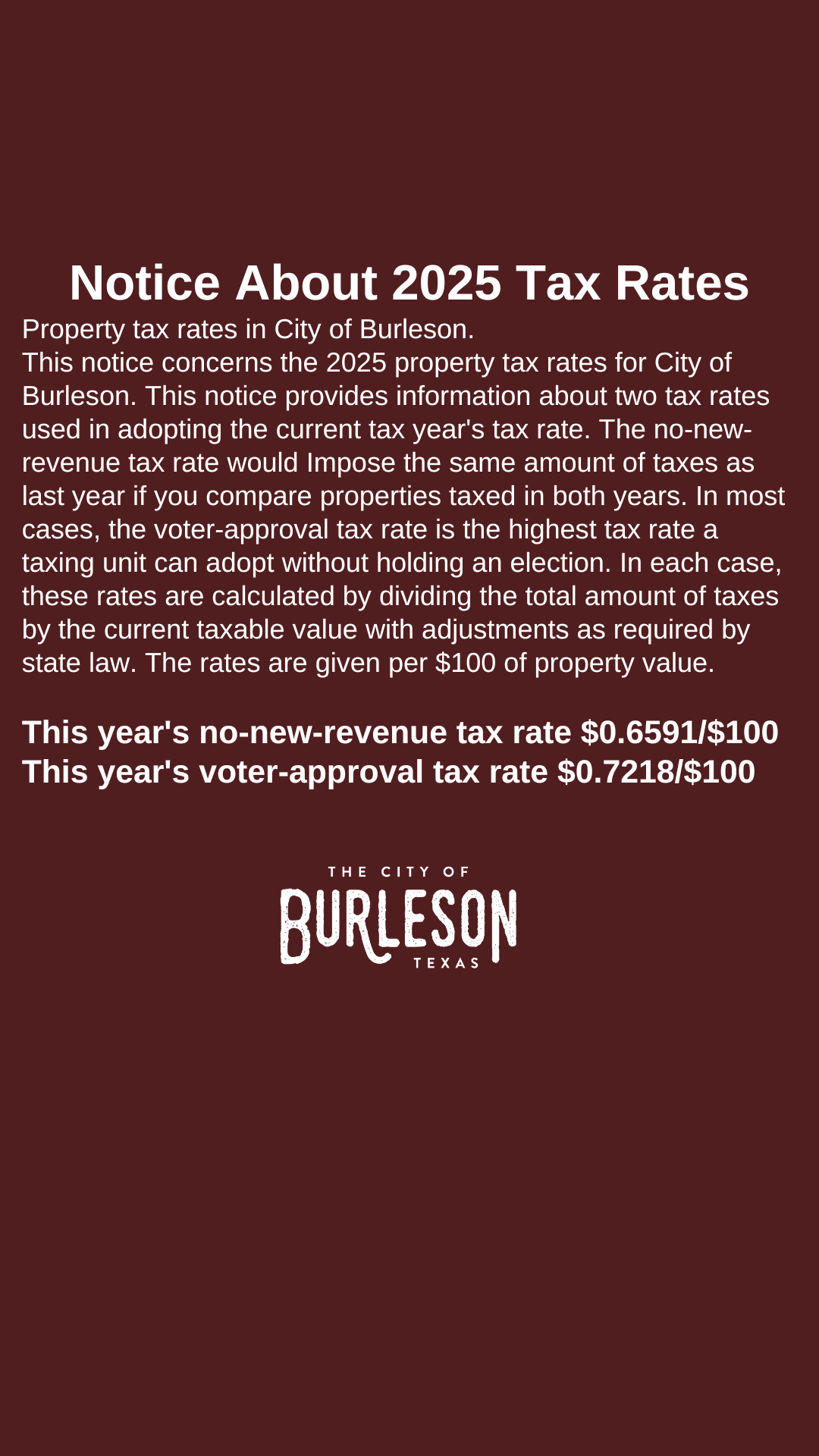 a graphic with text that says Notice About 2025 Tax Rates