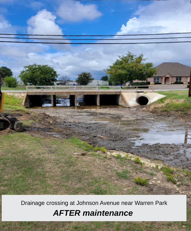 a photo of the drainage crossing at Johnson Avenue near Warren Park after maintenance 