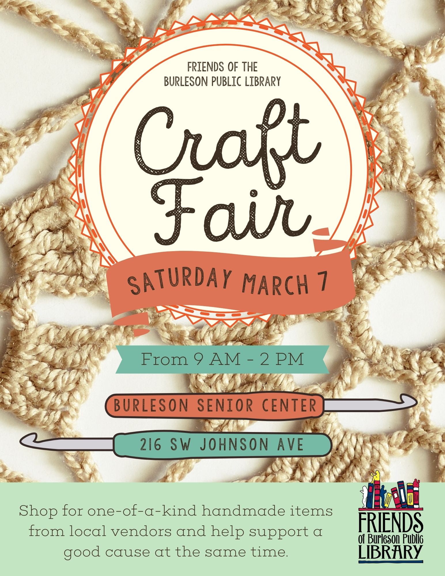 Flyer promoting the Friends of the Library Craft Fair on March 7 at 9 a.m.