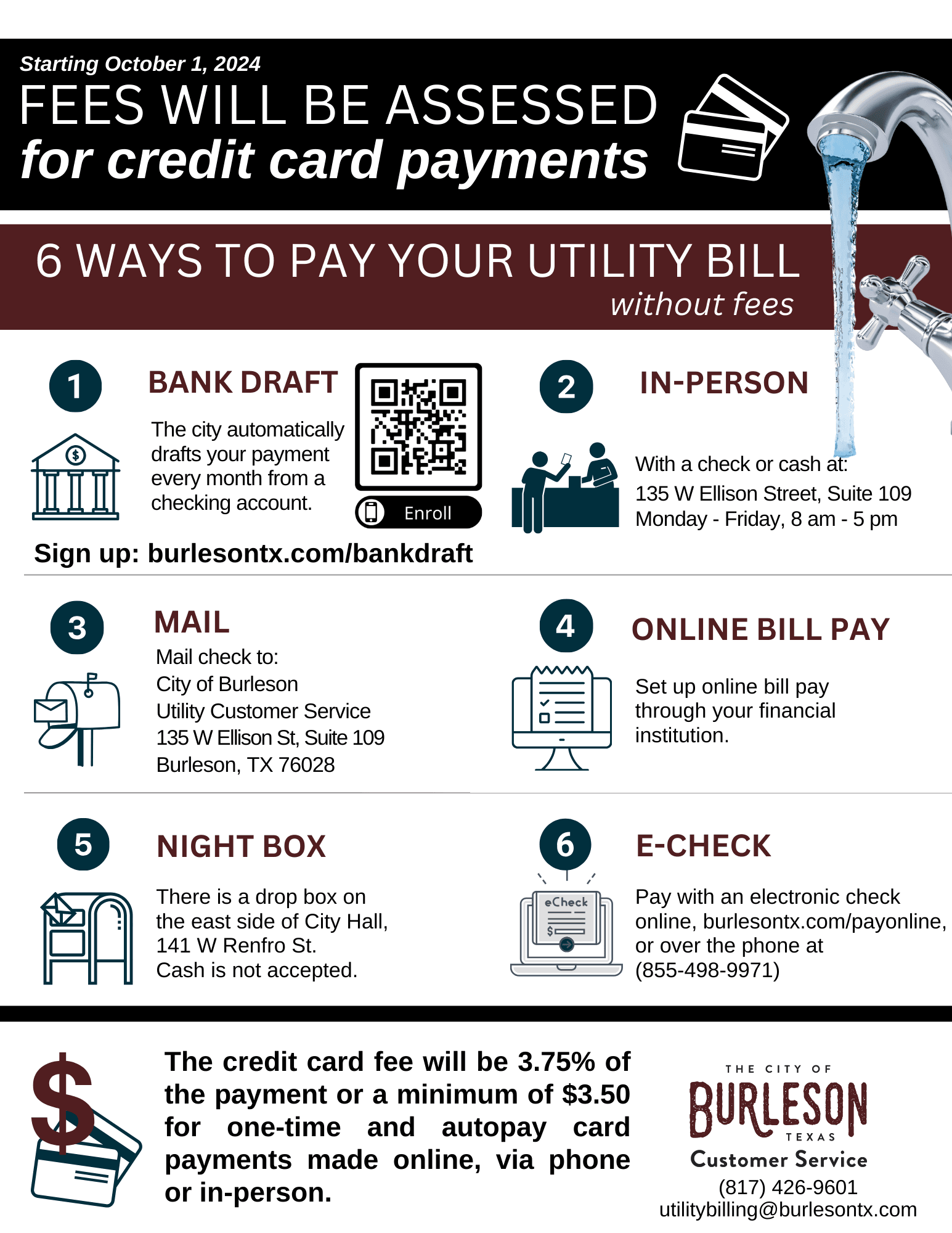 A graphic that lists the Ways to pay your utility bill without fees 