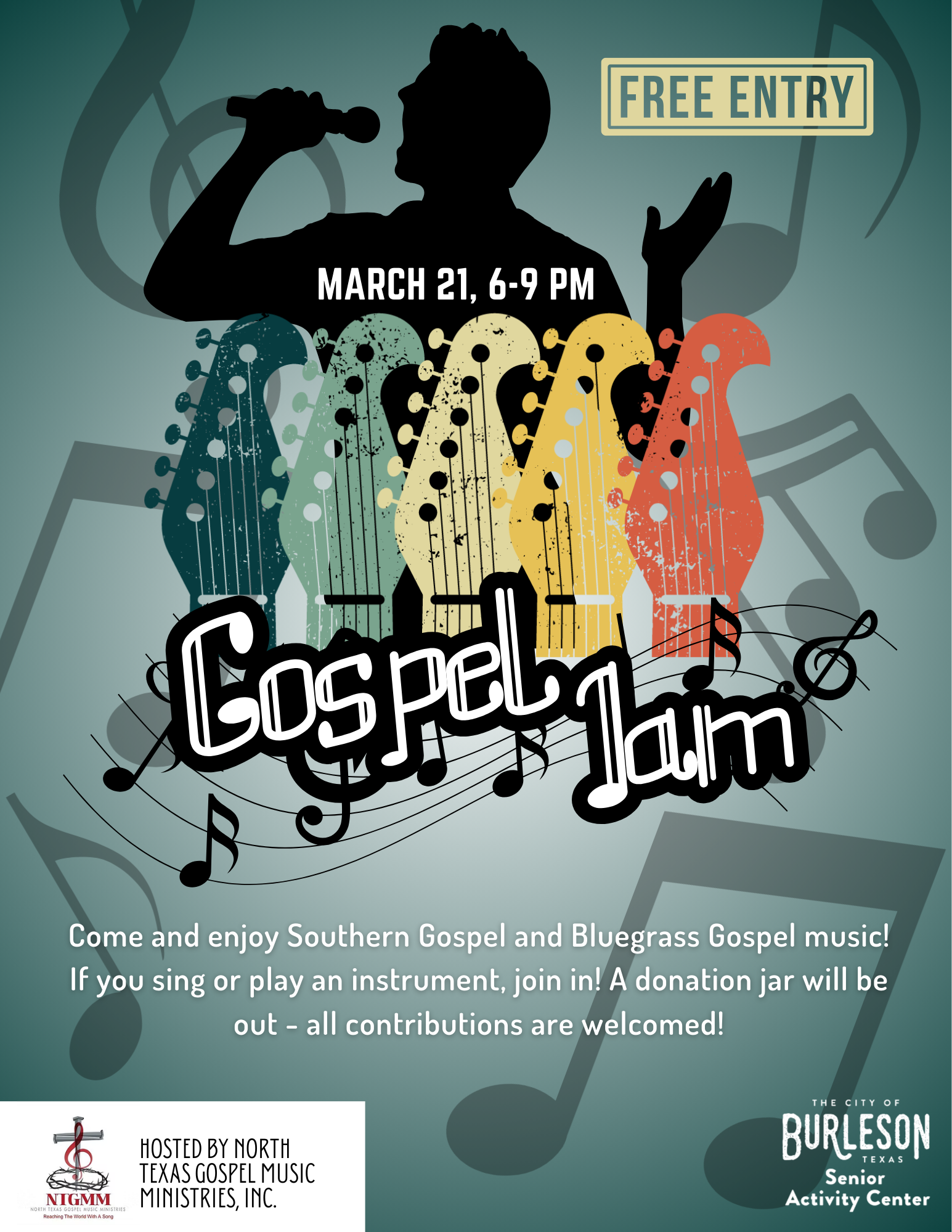 Flyer advertising the Gospel Jam event on March 28 at 6 p.m.