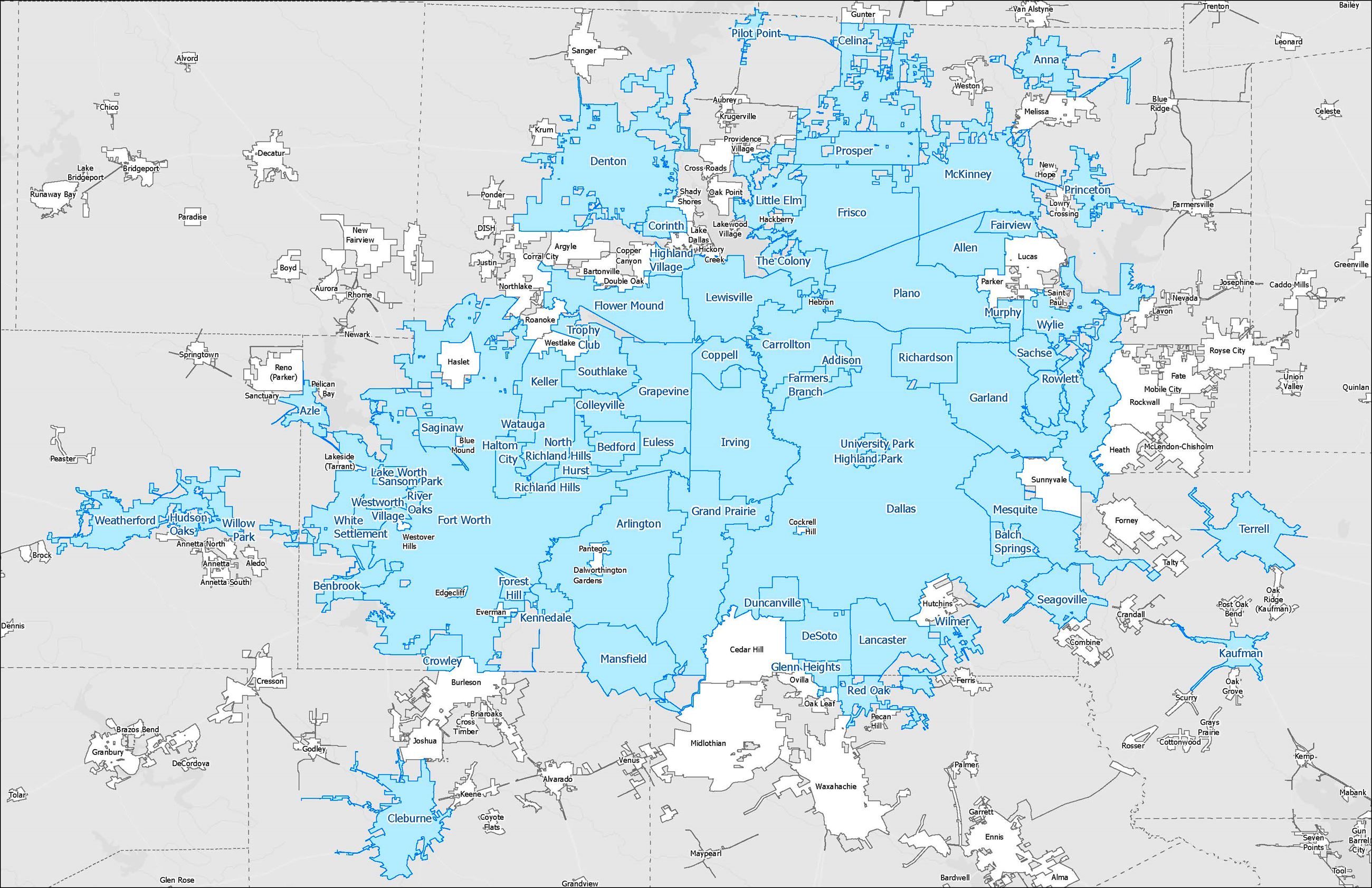 a map of all cities in north Texas that has a stormwater fee